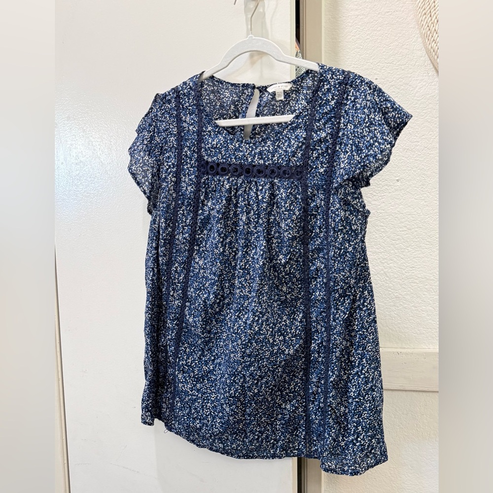 Lucky Brand floral blue tunic top 3X